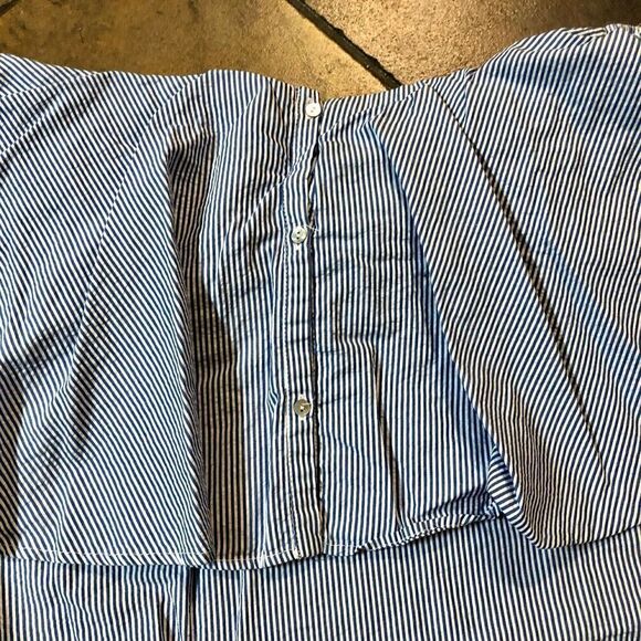 Zara Trafaiuc Collection Off-The-Shoulders Blue White Striped Blouse Medium - Picture 5 of 14
